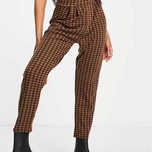 ASOS Brown Plaid Ankle Pants